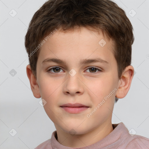 Neutral white child male with short  brown hair and brown eyes