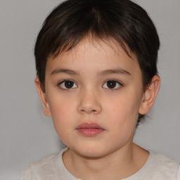 Neutral white child female with short  brown hair and brown eyes