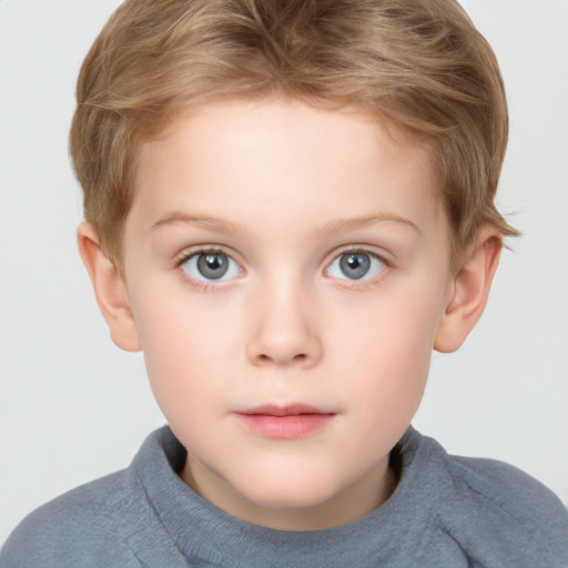 Neutral white child female with short  brown hair and grey eyes