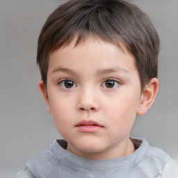 Neutral white child male with short  brown hair and brown eyes