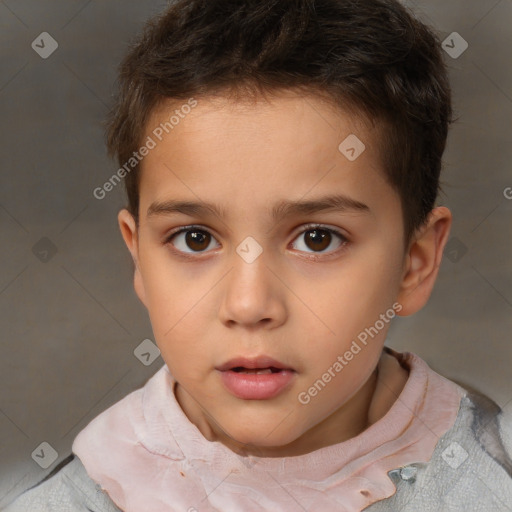 Neutral white child male with short  brown hair and brown eyes