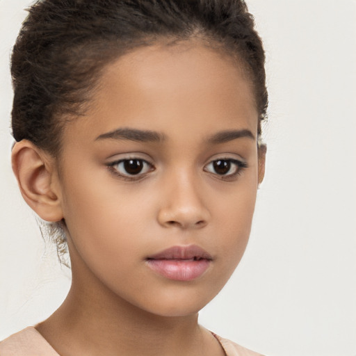 Neutral white child female with short  brown hair and brown eyes