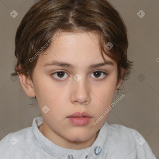 Neutral white child female with medium  brown hair and brown eyes