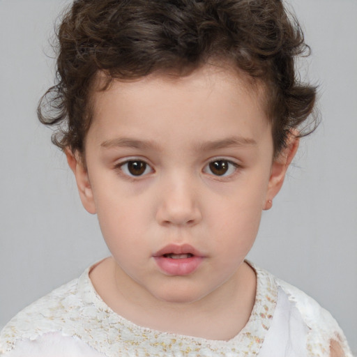 Neutral white child male with short  brown hair and brown eyes