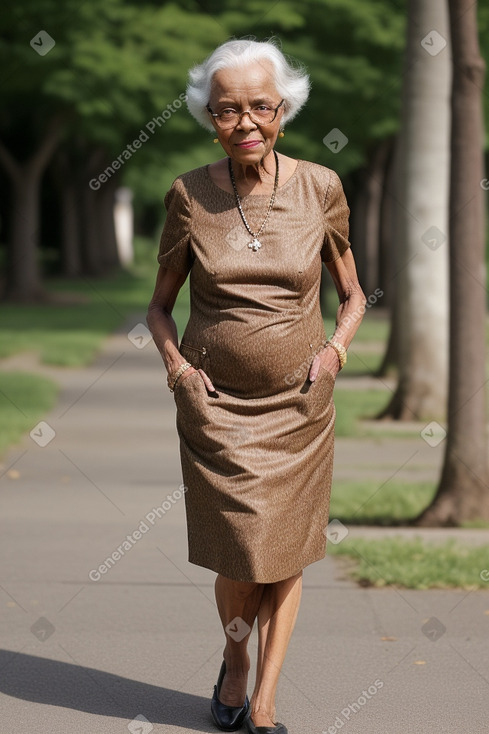 African elderly female with  brown hair