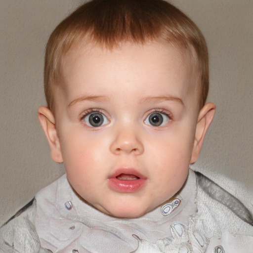 Neutral white child female with short  brown hair and blue eyes