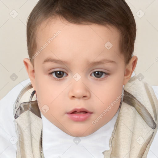 Neutral white child female with short  brown hair and brown eyes