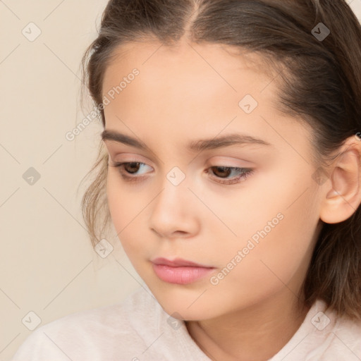 Neutral white child female with medium  brown hair and brown eyes