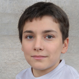 Neutral white child male with short  brown hair and brown eyes