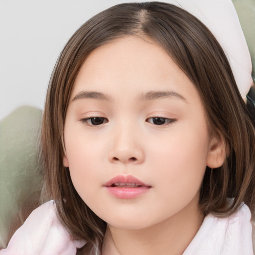 Neutral white child female with medium  brown hair and brown eyes