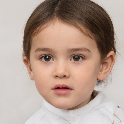 Neutral white child female with medium  brown hair and brown eyes