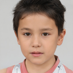 Neutral white child male with short  brown hair and brown eyes