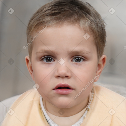 Neutral white child male with short  brown hair and brown eyes