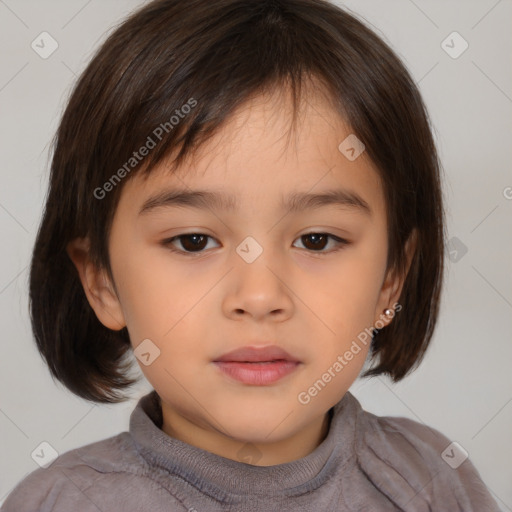 Neutral white child female with medium  brown hair and brown eyes