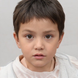 Neutral white child female with short  brown hair and brown eyes