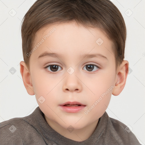 Neutral white child male with short  brown hair and brown eyes