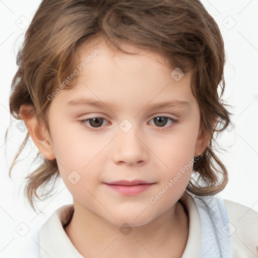 Neutral white child female with medium  brown hair and brown eyes