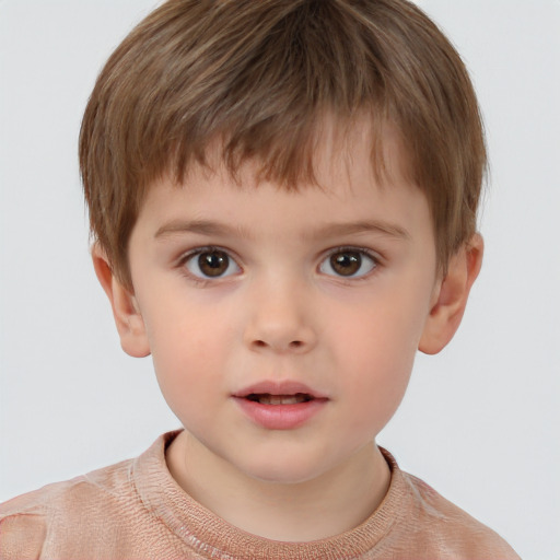 Neutral white child male with short  brown hair and brown eyes