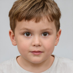 Neutral white child male with short  brown hair and brown eyes