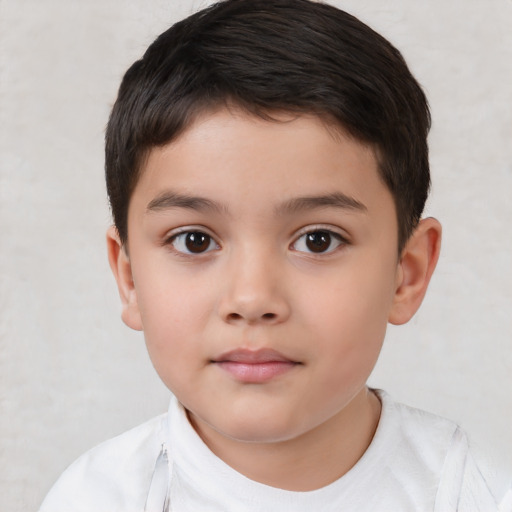 Neutral white child male with short  brown hair and brown eyes