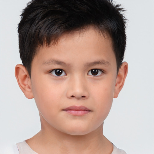 Neutral white child male with short  brown hair and brown eyes