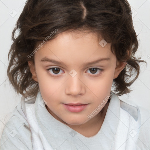 Neutral white child female with medium  brown hair and brown eyes