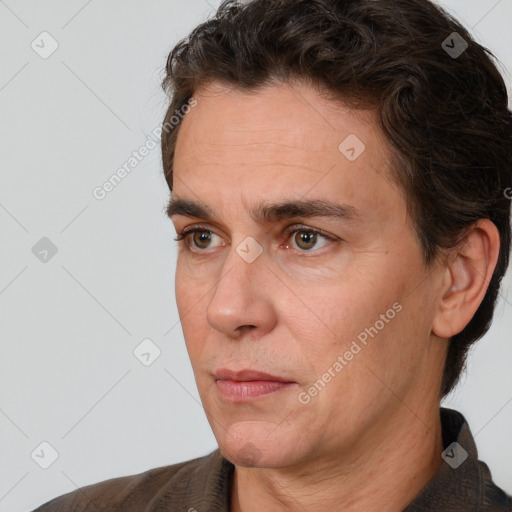 Neutral white adult male with short  brown hair and brown eyes