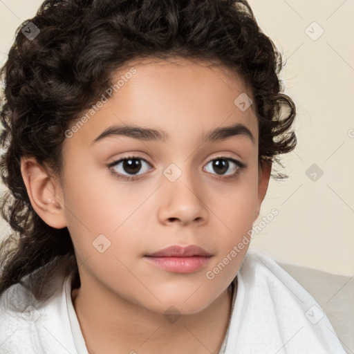 Neutral white child female with medium  brown hair and brown eyes