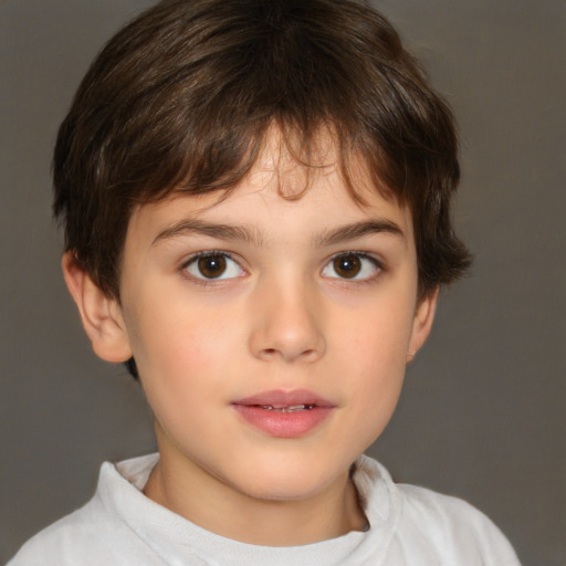 Neutral white child male with medium  brown hair and brown eyes