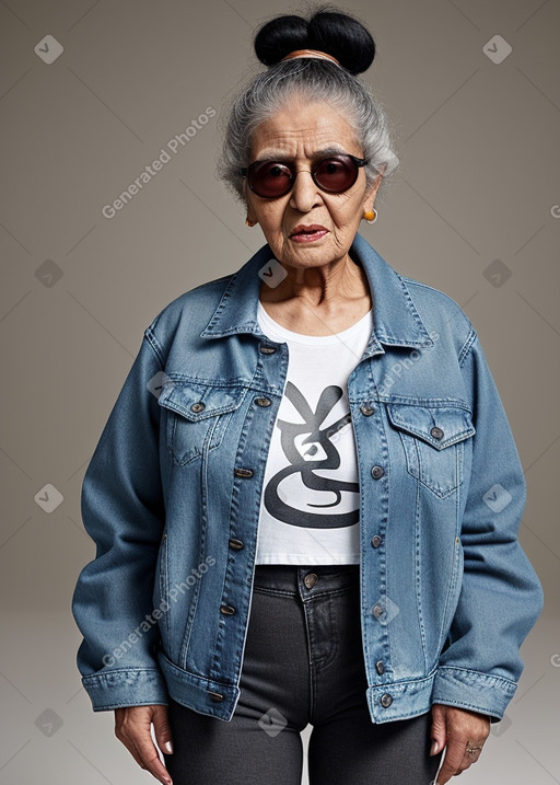 Saudi arabian elderly female with  black hair