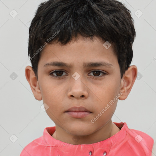 Neutral white child male with short  brown hair and brown eyes