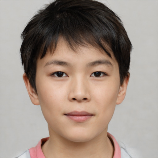 Neutral white child male with short  brown hair and brown eyes