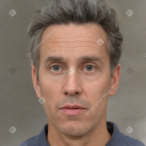 Neutral white adult male with short  brown hair and brown eyes