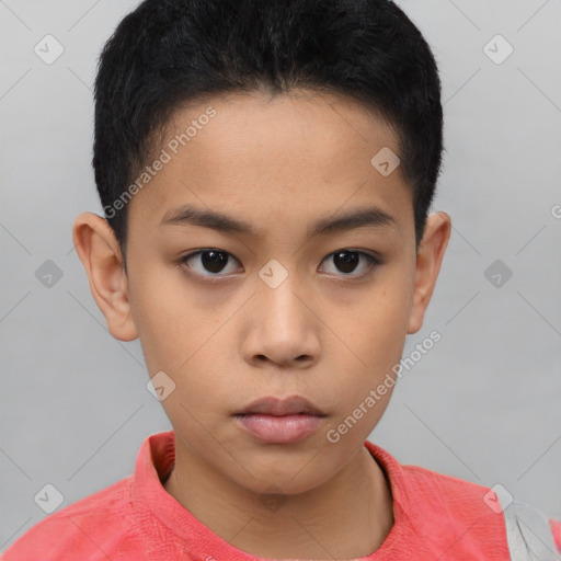 Neutral asian young-adult female with short  brown hair and brown eyes