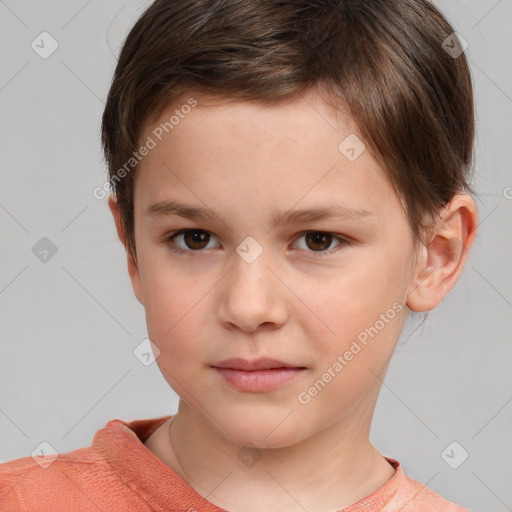 Neutral white child male with short  brown hair and brown eyes