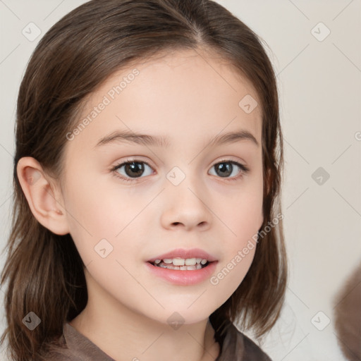 Neutral white child female with medium  brown hair and brown eyes