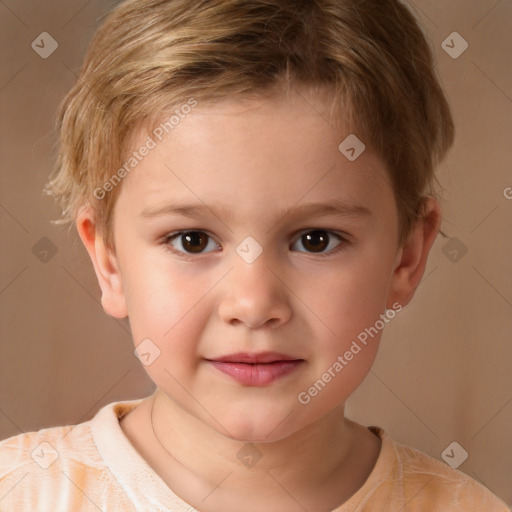 Neutral white child male with short  brown hair and brown eyes