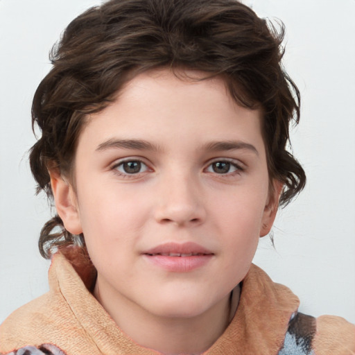 Neutral white child female with medium  brown hair and brown eyes