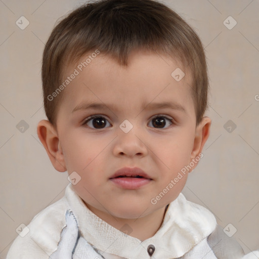 Neutral white child male with short  brown hair and brown eyes