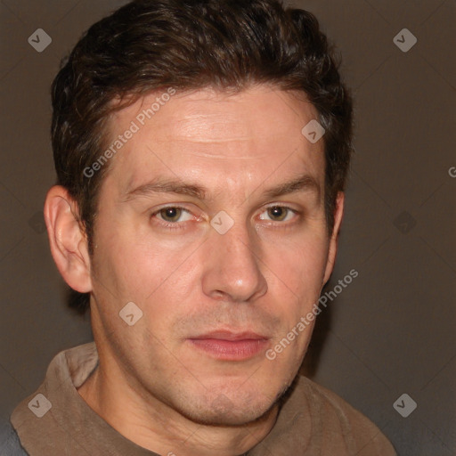 Neutral white adult male with short  brown hair and brown eyes