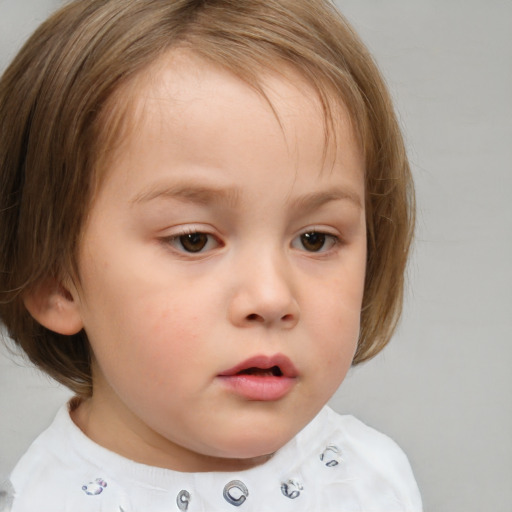 Neutral white child female with medium  brown hair and brown eyes