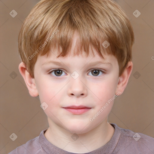 Neutral white child male with short  brown hair and grey eyes