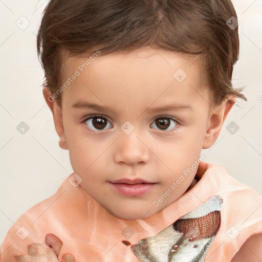 Neutral white child male with short  brown hair and brown eyes