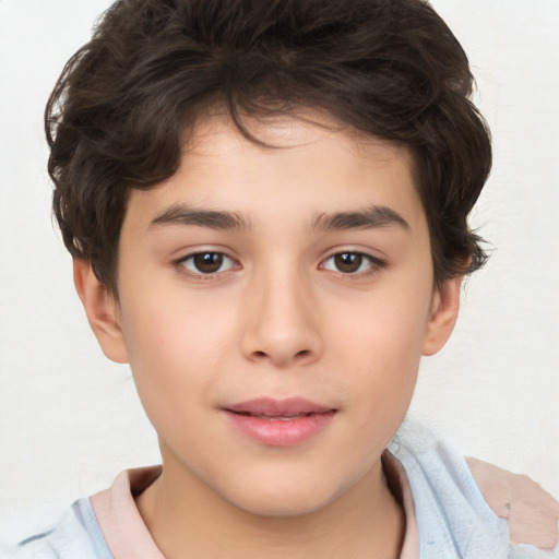 Neutral white child male with short  brown hair and brown eyes