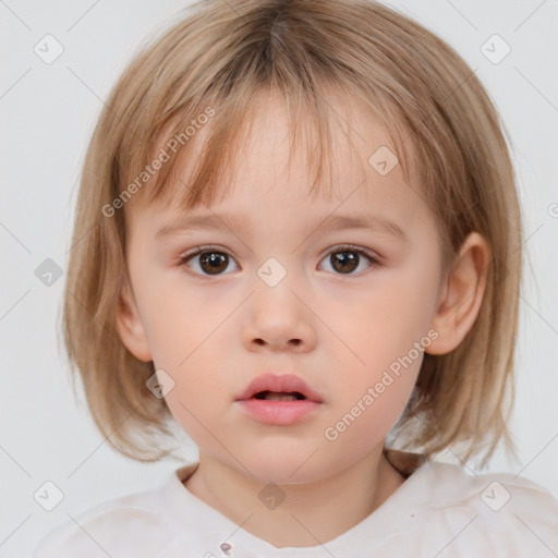 Neutral white child female with medium  brown hair and brown eyes