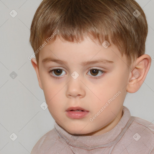 Neutral white child male with short  brown hair and brown eyes