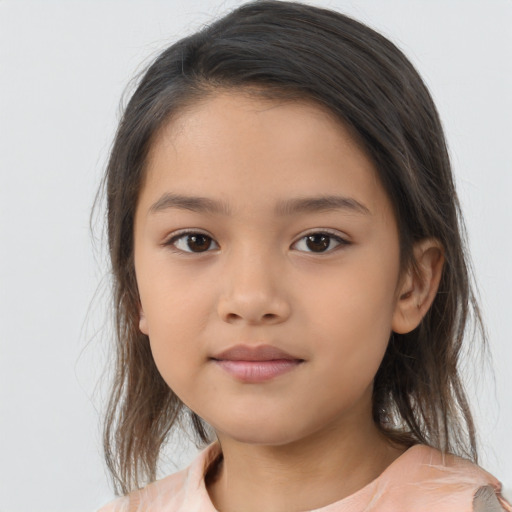 Neutral asian child female with medium  brown hair and brown eyes