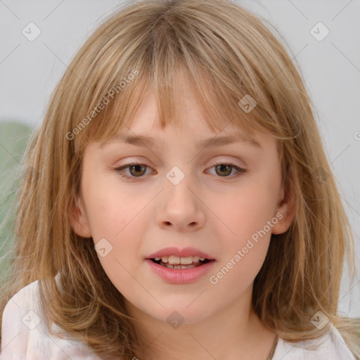 Neutral white child female with medium  brown hair and brown eyes