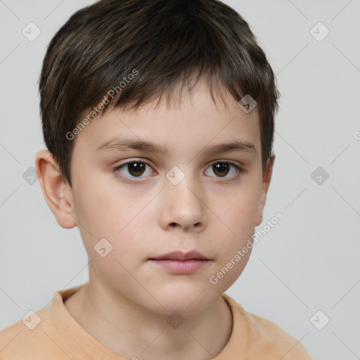 Neutral white child male with short  brown hair and brown eyes