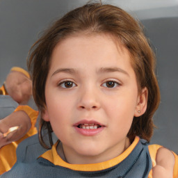 Neutral white child female with short  brown hair and brown eyes